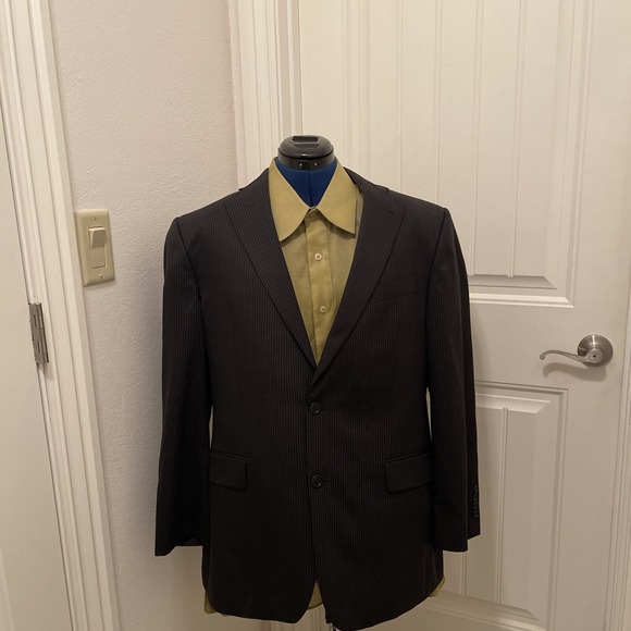 Brooks Brothers Pinstripe‎ Sport Coat Wool Egypt 42R Black / Gray Men's Blazer